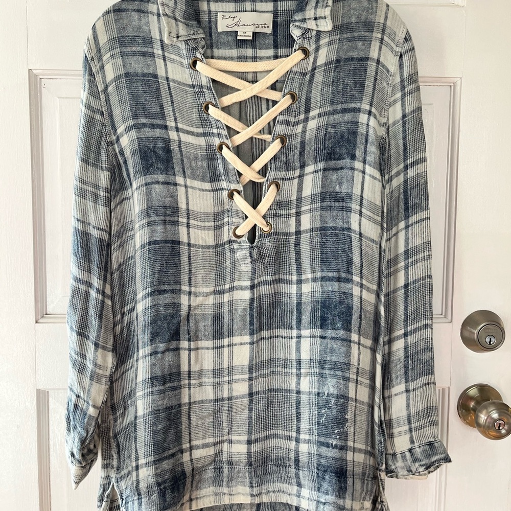 Distressed blue flannel